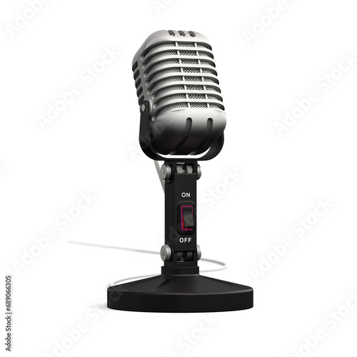 Vintage microphone over white background