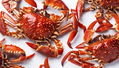 ganjang gejang ( raw gazami crabs marinated in sweet spicy soy sauce ), Korean food isolated on white background photo