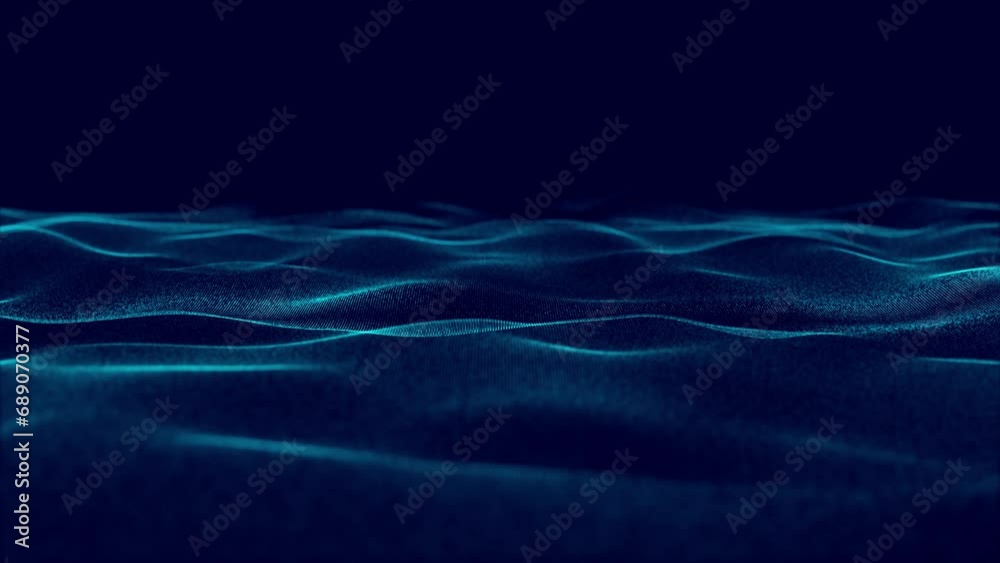 dots digital luxurious sparkling wave particles flow on black ...