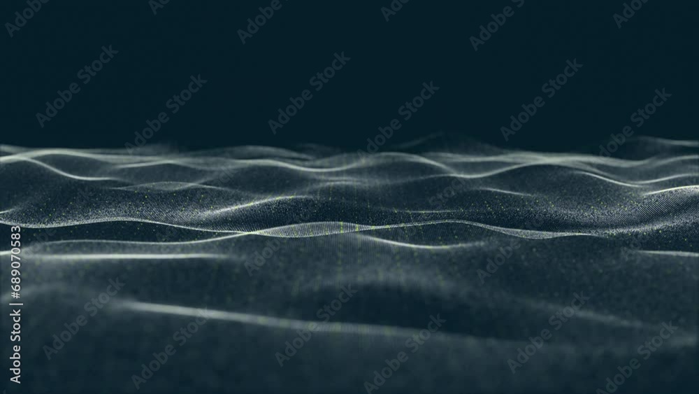 dots digital luxurious sparkling wave particles flow on black ...