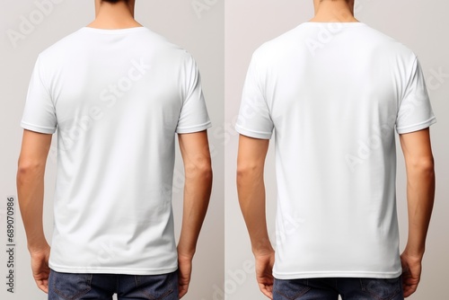 Simple Navy Tshirt Mockup With Male Model, Front And Back Views