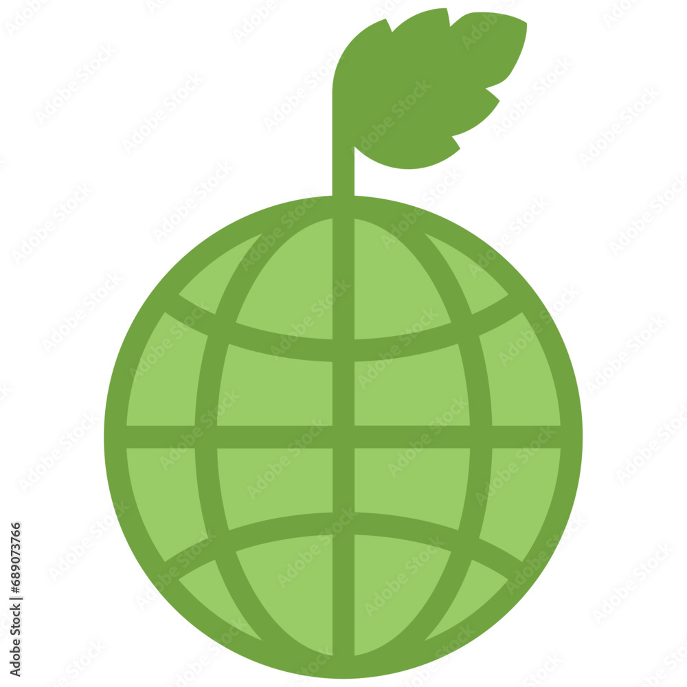 Globe Leaf symbol icon in flat design style Globe Leaf symbol icon in flat design style