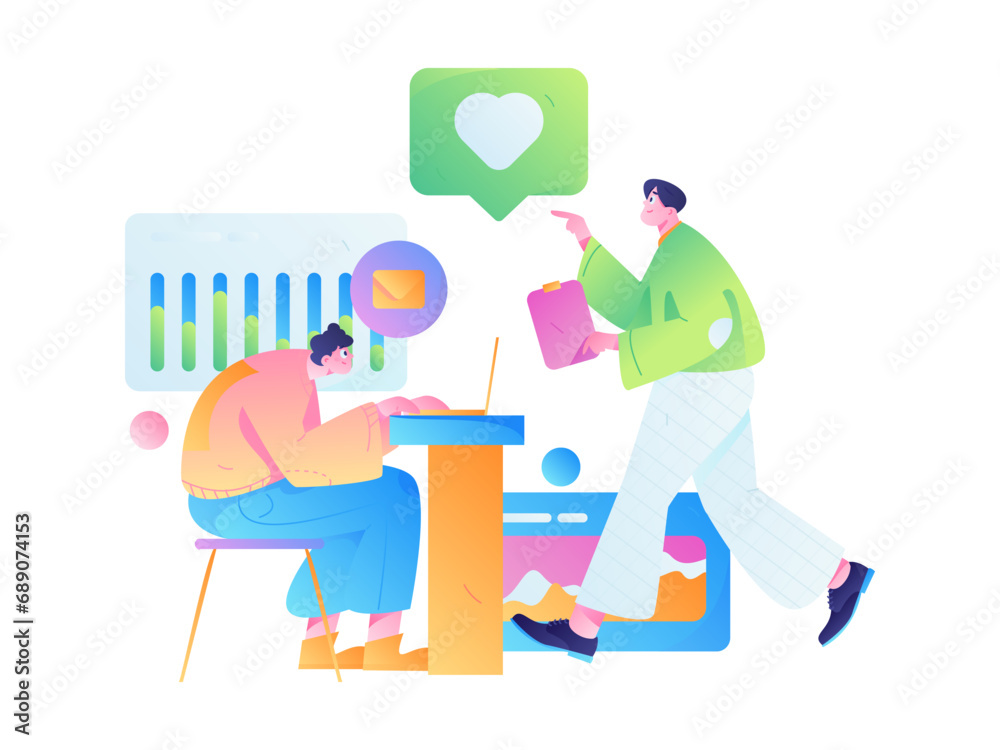 Business People Flat Vector Concept Operation Hand Drawn Illustration
