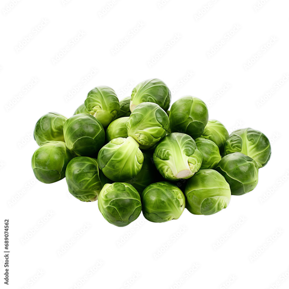 Brussel Sprouts Pile on White Background on a transparent background PNG Brussel Sprouts Pile on White Background on a transparent background PNG
