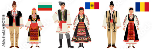 flags and costumes of the countries of South-Eastern Europe