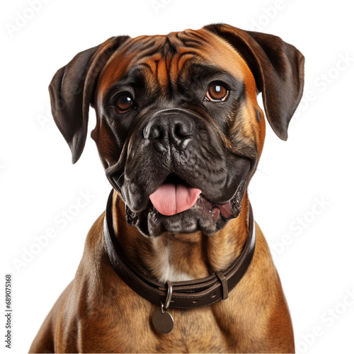 A Close-Up of a Dog Wearing a Collar on a transparent background PNG © LUPACO PNG