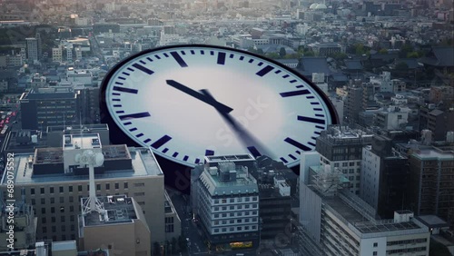Clock spins fast speed rush hour traffic fast moving,Fast moving traffic drives time lapse clock moving fast light each subway lane