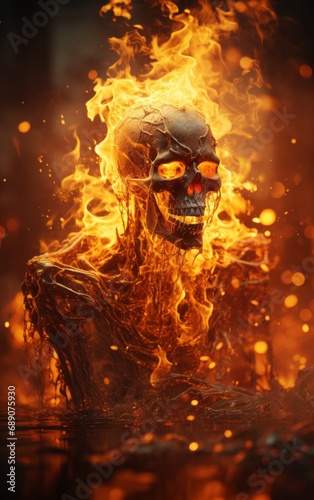 skull in the fire