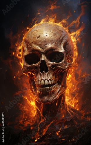 skull in the fire