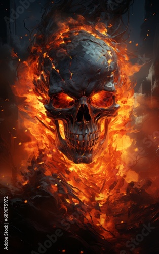 skull in the fire