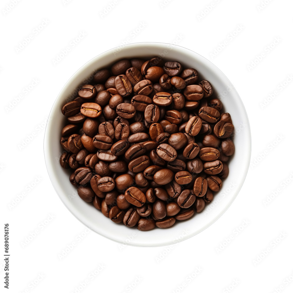White Bowl Filled with Coffee Beans on a transparent background PNG White Bowl Filled with Coffee Beans on a transparent background PNG
