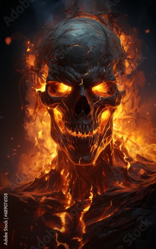 skull in the fire