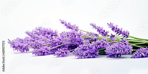 Lavender Flowers on Clean White Background - Simple Elegance - Detailed Shot Highlighting the Beauty of Nature s Fragrant Blossoms