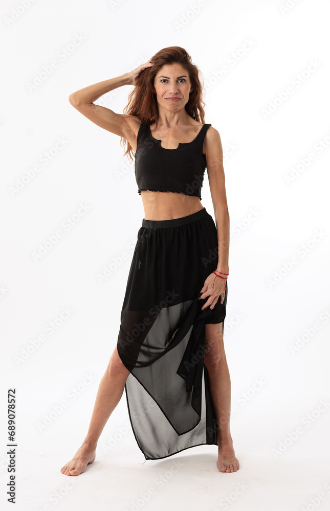 studio photo session of a woman of size 34 on a white background studio photo session of a woman of size 34 on a white background