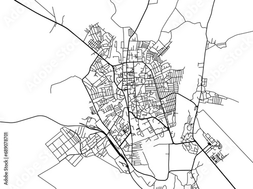 Vector road map of the city of Nakhchivan in Azerbaijan with black roads on a white background. photo