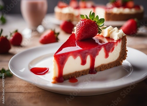 strawberry cheesecake at cafe
