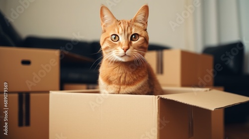 Cardboard Boxes: Moving Stacks, Cat Inside, Room Details