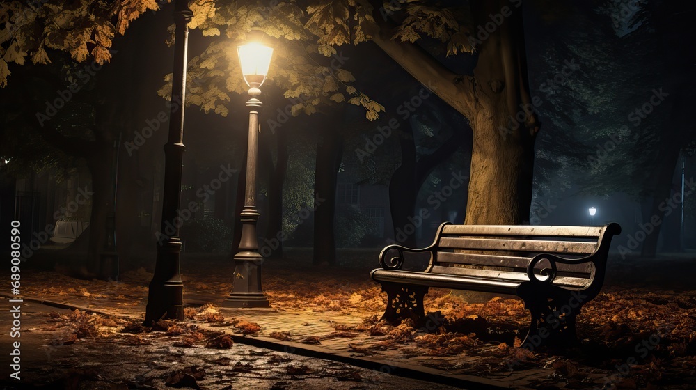 Autumn Park Bench Melancholy