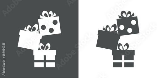 Silueta de 3 cajas de regalo con lazo de cinta para su uso en felicitaciones y tarjetas de Navidad, San Valentín o cumpleaños