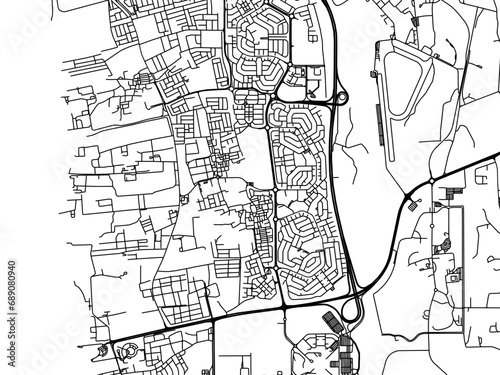 Vector road map of the city of Dar Kulayb in Bahrain with black roads on a white background.