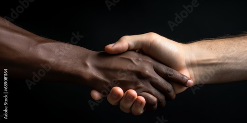 A handshake symbolizing peace and understanding between different races