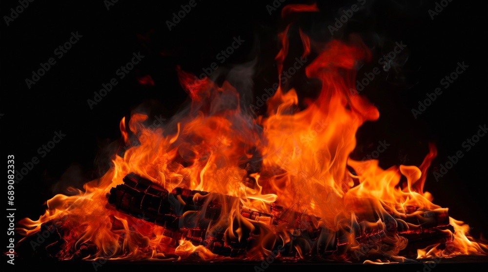 Bonfire on black background. Bonfire on black background.