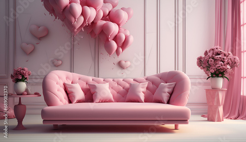 pink sofa in a room