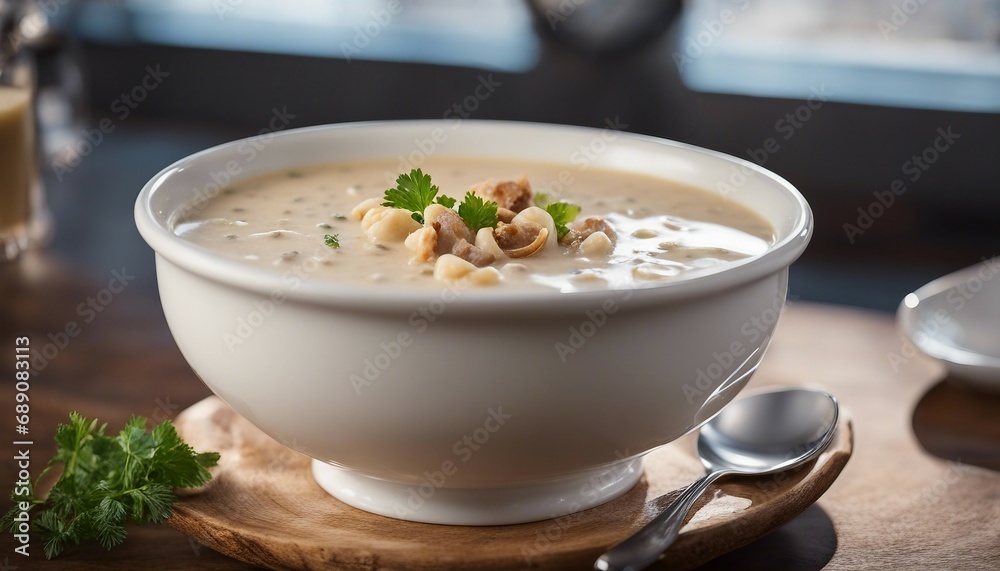 Clam Chowder soup at restaurant
Clam Chowder soup at restaurant
