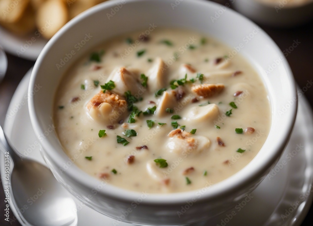 Clam Chowder soup at restaurant
Clam Chowder soup at restaurant