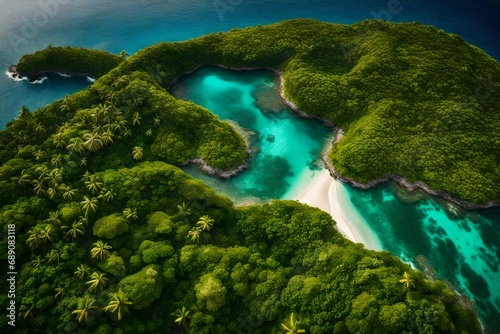 **aerial view of a caribbean island-