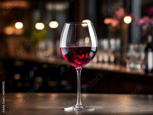 Close-up of a rich red wine in a glass. AI Generation.