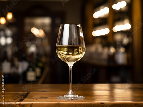 White wine captured in a minimalist, elegant setting. AI Generation.