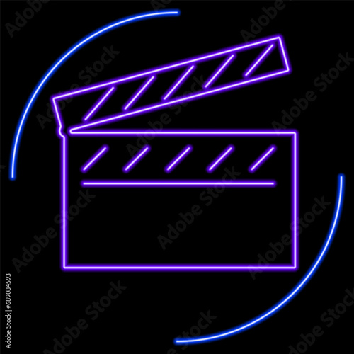 hollywood neon sign, modern glowing banner design, colorful modern design trends on black background. Vector illustration.
