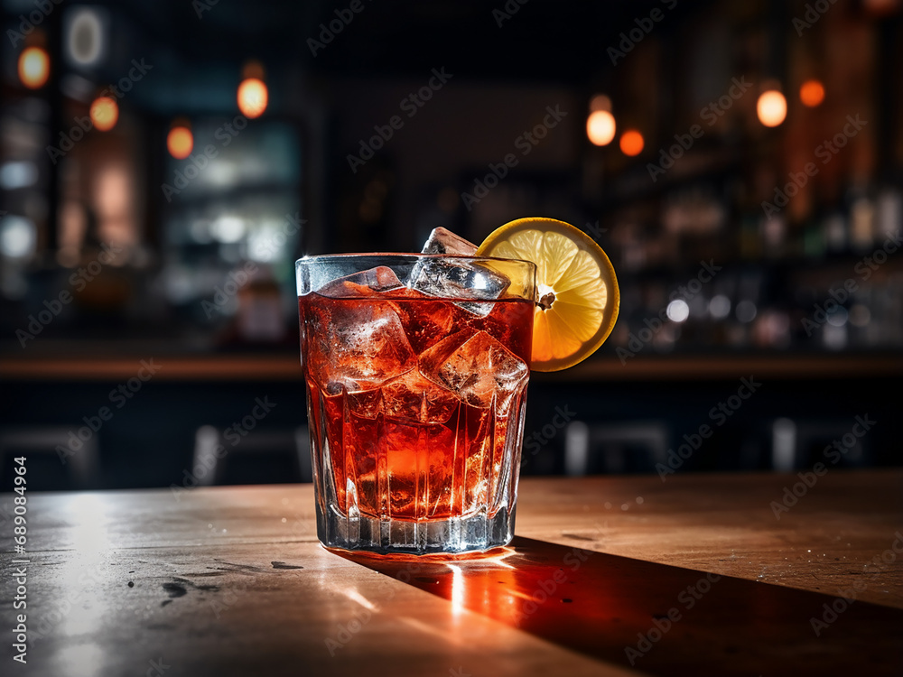An enticing image of a Cocktail Americano. AI Generation.