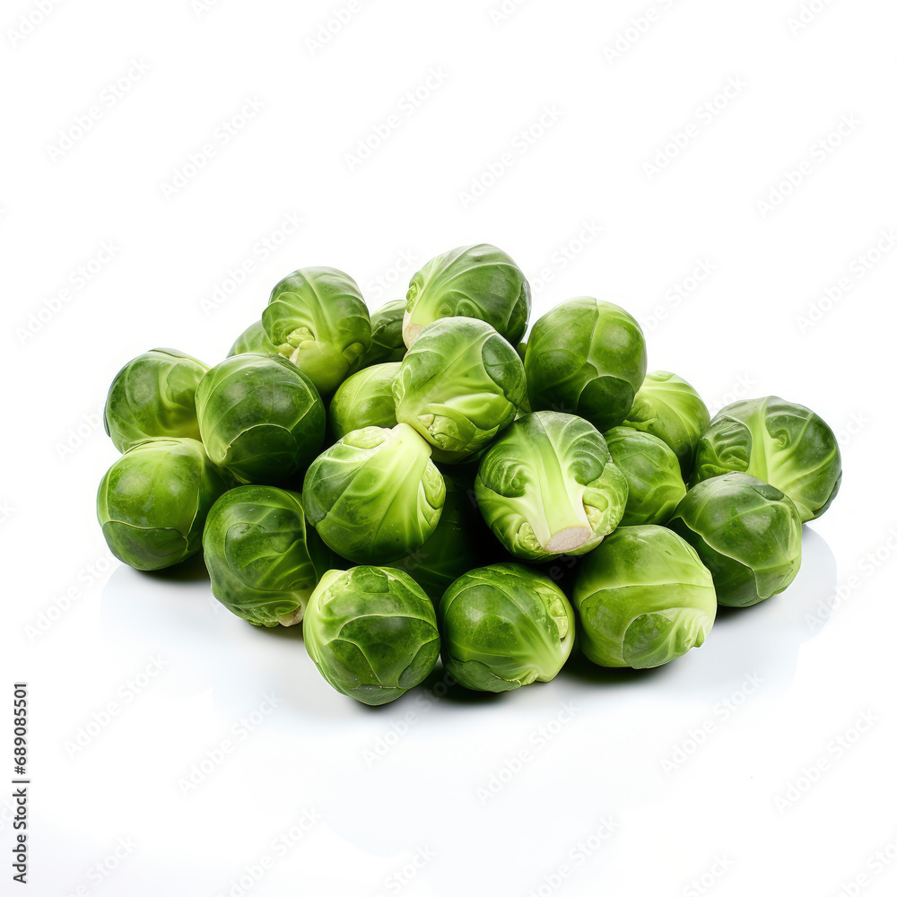 Brussel Sprouts Pile on White Background Brussel Sprouts Pile on White Background
