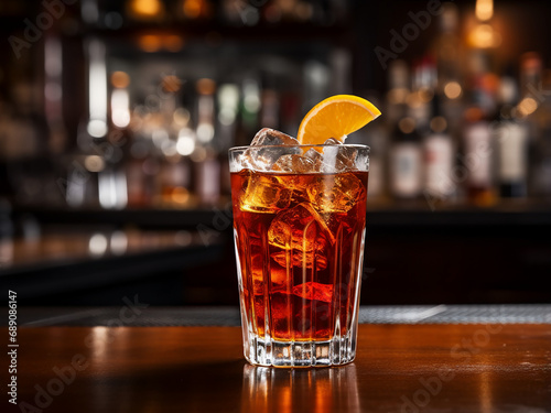 A tasty bar favorite: cocktail whiskey with coke. AI Generation.