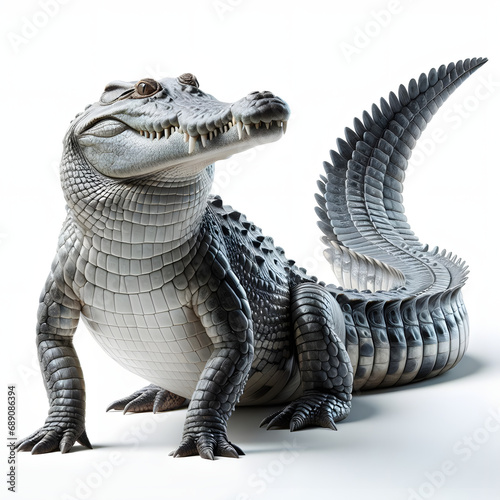 Cocodrilo  Majestuoso Aislada en Blanco  alligator pose majestuosa