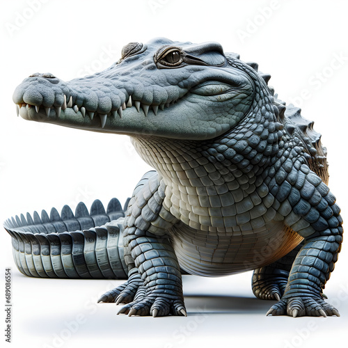 Cocodrilo  Majestuoso Aislada en Blanco  alligator pose majestuosa