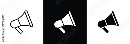 Megaphone icons set. Loudspeaker megaphone icon collection. Advertising and marketing concept. Flat and line style. Megaphone and loudspeaker icon sign and symbol. Vector illustration.