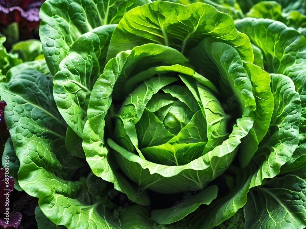 Obraz premium Lettuce A Close Up Journey into Crisp and Fresh Delicacy. AI Generated.
