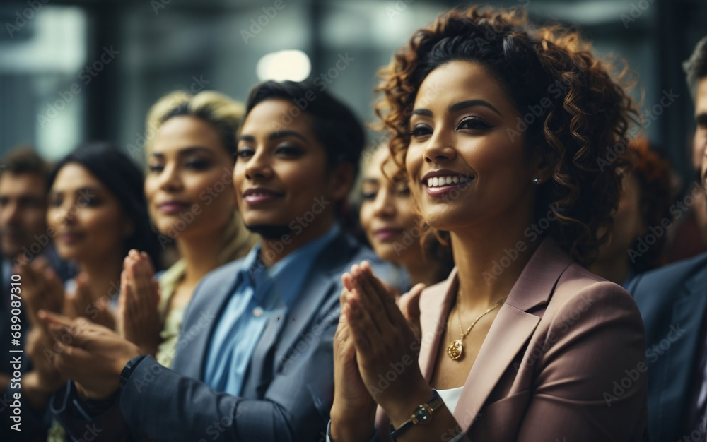 Obraz premium Diversity Applauded. Business Professionals in a Conference Meeting