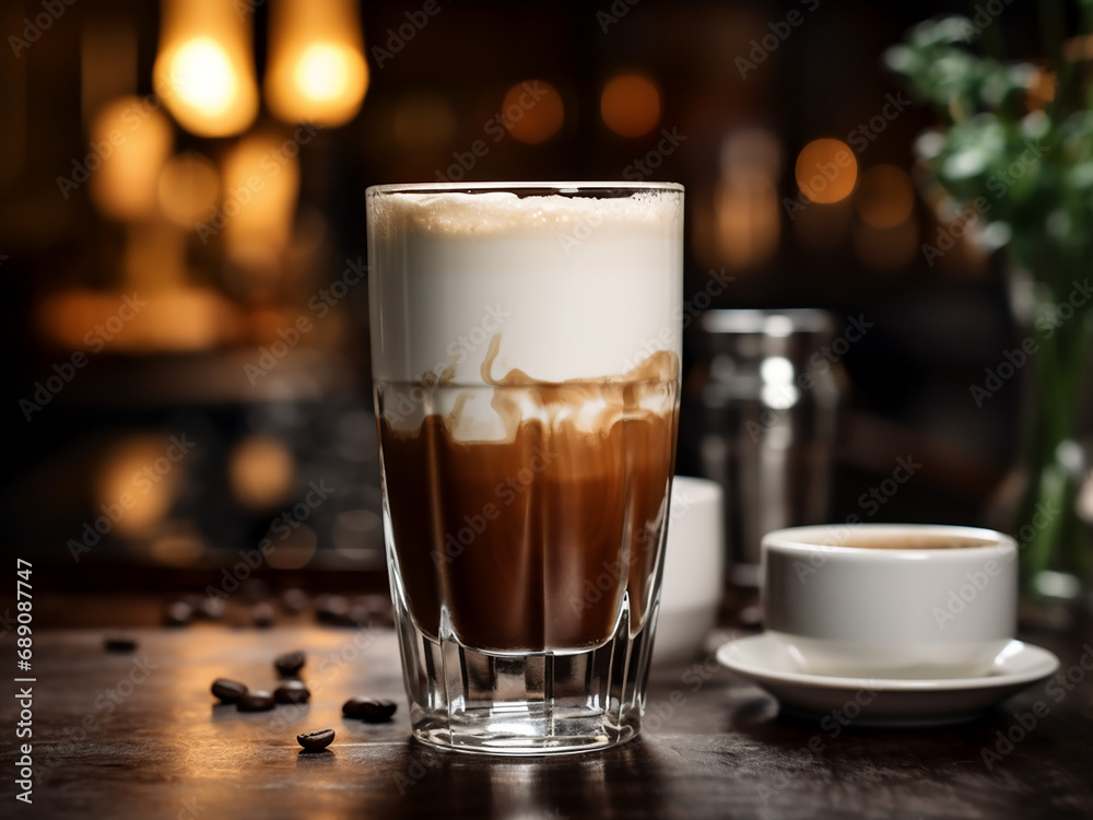 Dive into a macchiato coffee drink. AI Generation. Dive into a macchiato coffee drink. AI Generation.