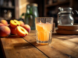 Quench your thirst with a glass of peach juice. AI Generation.