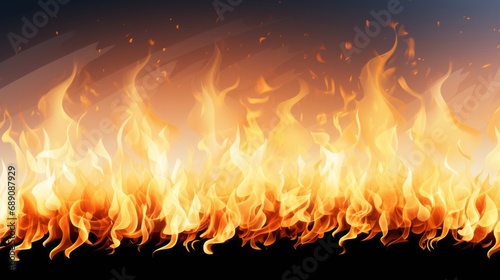 Group of Fire Flames on a Black Background