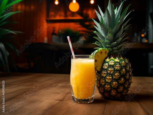 A delightful glass of pineapple juice to savor. AI Generation.