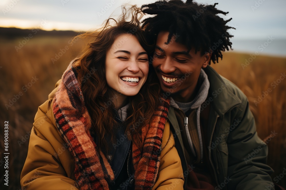 Fototapeta premium A happy young couple outdoors