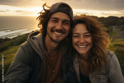 A happy young couple outdoors © progressman