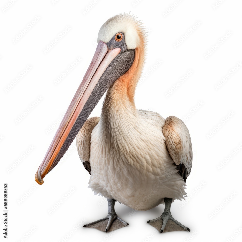 A Majestic White Pelican with its Graceful Long Beak A Majestic White Pelican with its Graceful Long Beak