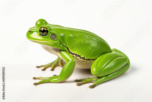 green frog (hyla arborea formerly rana arborea) isolated on white background