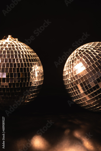 disco balls on a black background